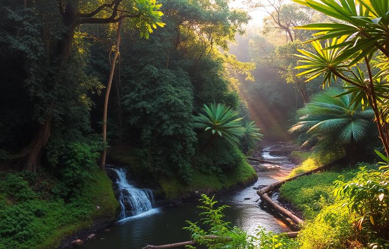 Nature side holiday resort reference around Avissawella Sri Lanka with rainforest, river and tropical greenery