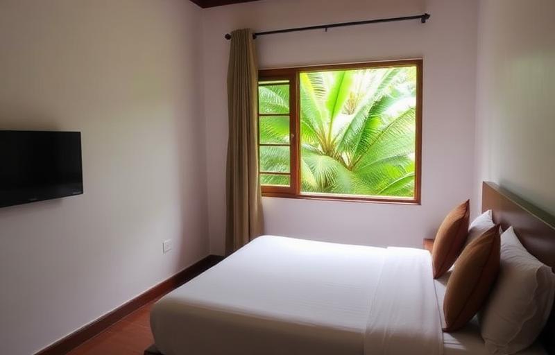 Central Avissawella Sri Lanka hotel reference with simple room and tropical window view