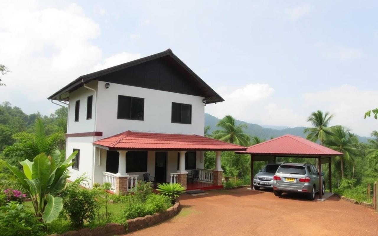 Family-run guesthouse in Badulla Sri Lanka simple hill country home with garden, parking and mountain backdrop