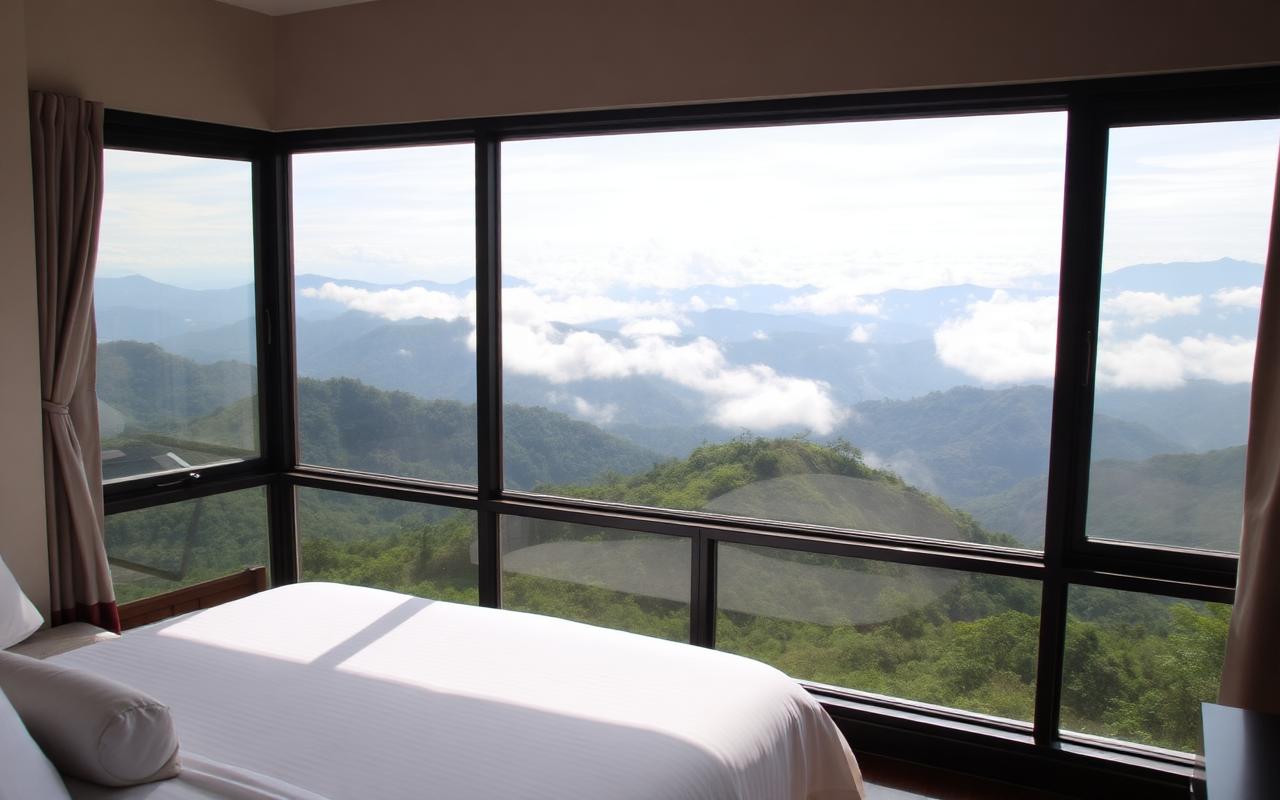 Hill-side town hotel reference in Bandarawela Sri Lanka with mountain view and casual garden setting