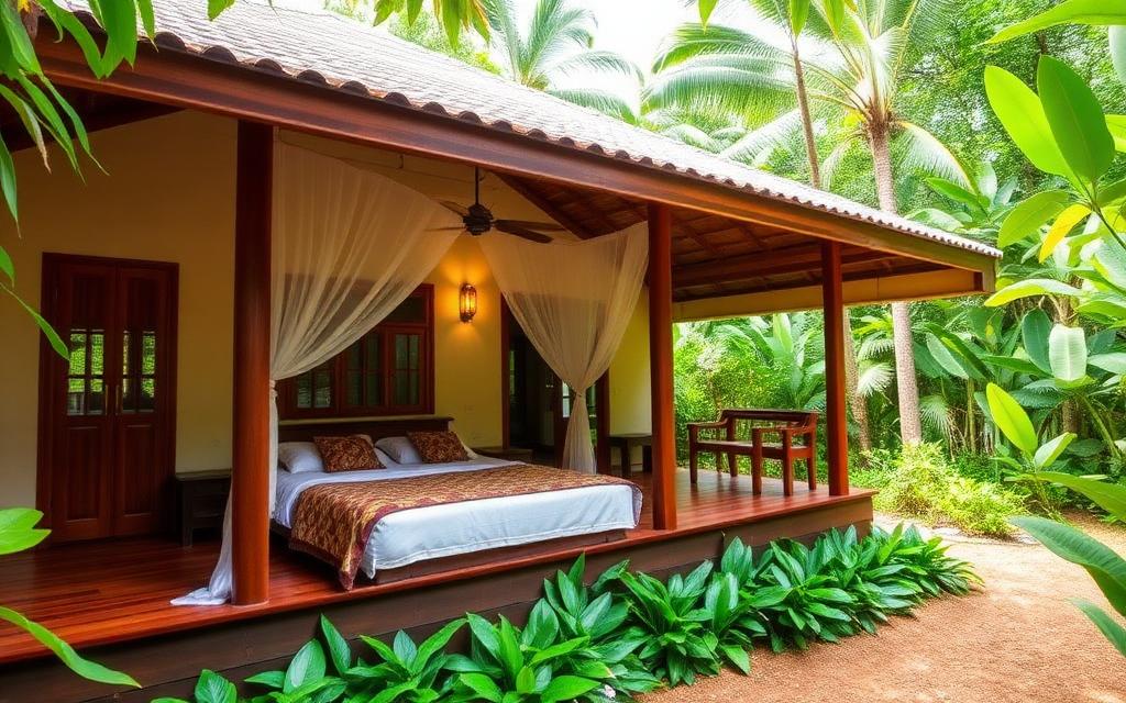 Family-friendly tropical villa reference near Deniyaya Sri Lanka with veranda, larger rooms and lush greenery