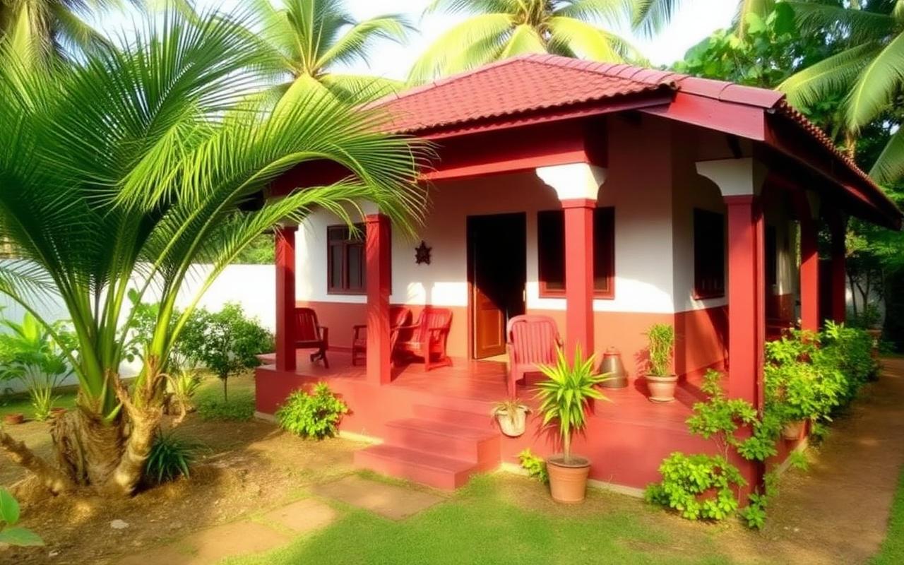 Casual villa-style guesthouse reference in the Kosgoda area Sri Lanka with garden and palm trees