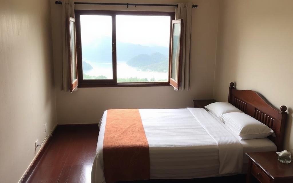 Simple rest style reference in Maskeliya town Sri Lanka with basic room and street setting