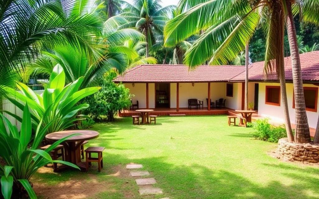 Family friendly hotel reference in Mawanella Sri Lanka with garden, dining area and modest modern building
