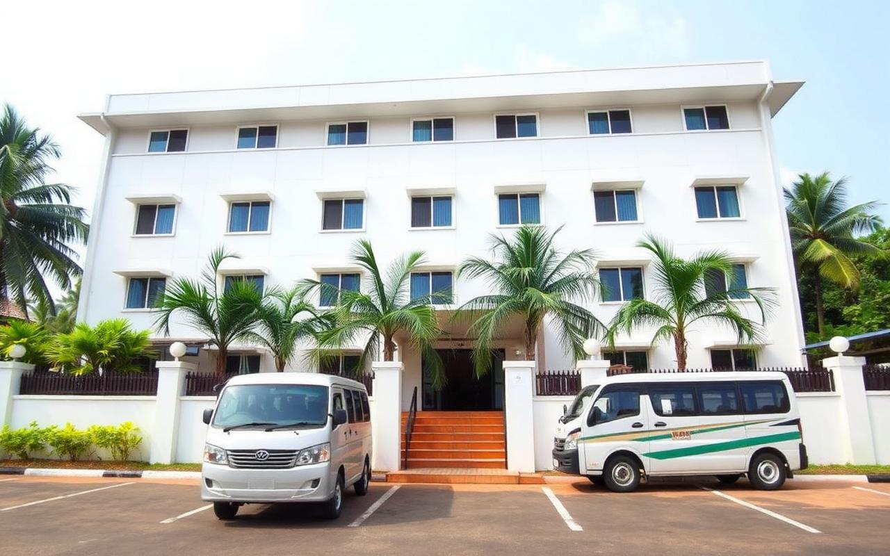 Town hotel reference in Seeduwa Sri Lanka with simple facade and parking